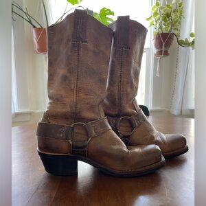 Frye harness boots in tan